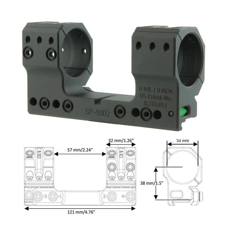 34mm Tube SP-4002 Solid 0MIL 0MOA Scope Optics Mount 1.5'' Height Surfaces 07FC0E-D4 - KOEEK