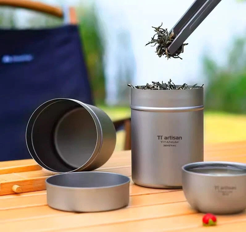 280mL Pure Titanium Storage Box Coffee Tea Cans EDC Portable Container Tank 07FC0E-D4 - KOEEK