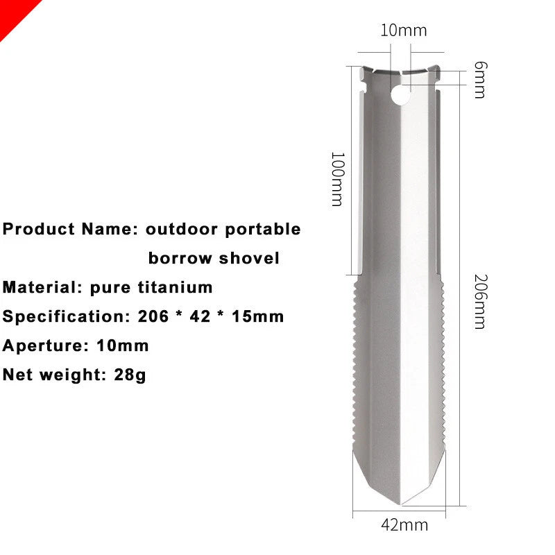 Titanium Shovel Camping Portable Digging Multifunctional Gardening Shovel 07FC0E-D4 - KOEEK