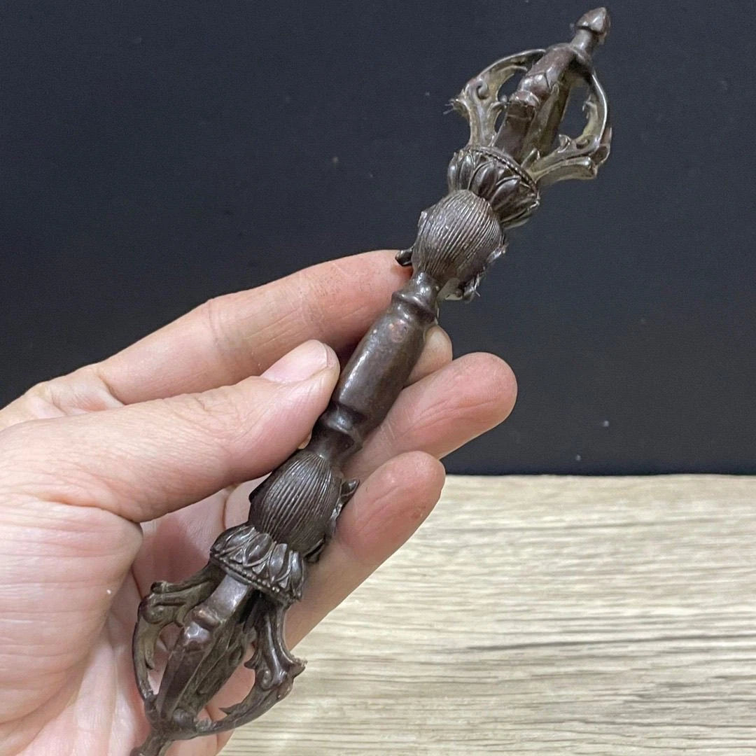 Tibetan Five Prong Vajra Dorje Brass Alloy Pendant Buddhist Ritual Handpiece 07FC0E-D4 - KOEEK