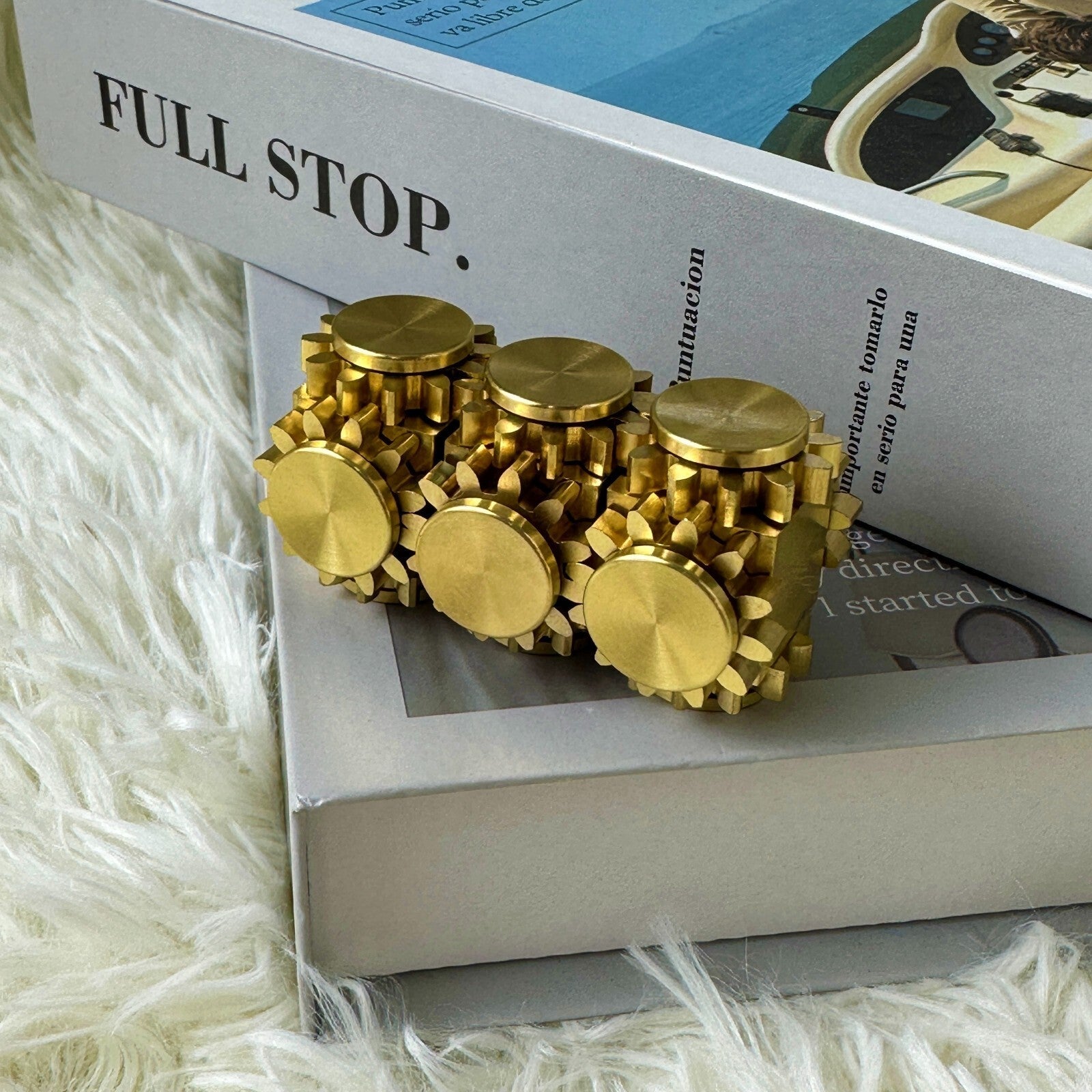 Fidget Spinner Four Gear Cube Brass Gyro Mechanical Fidget Slider EDC Toys Gift 07FC0E-D4 - KOEEK