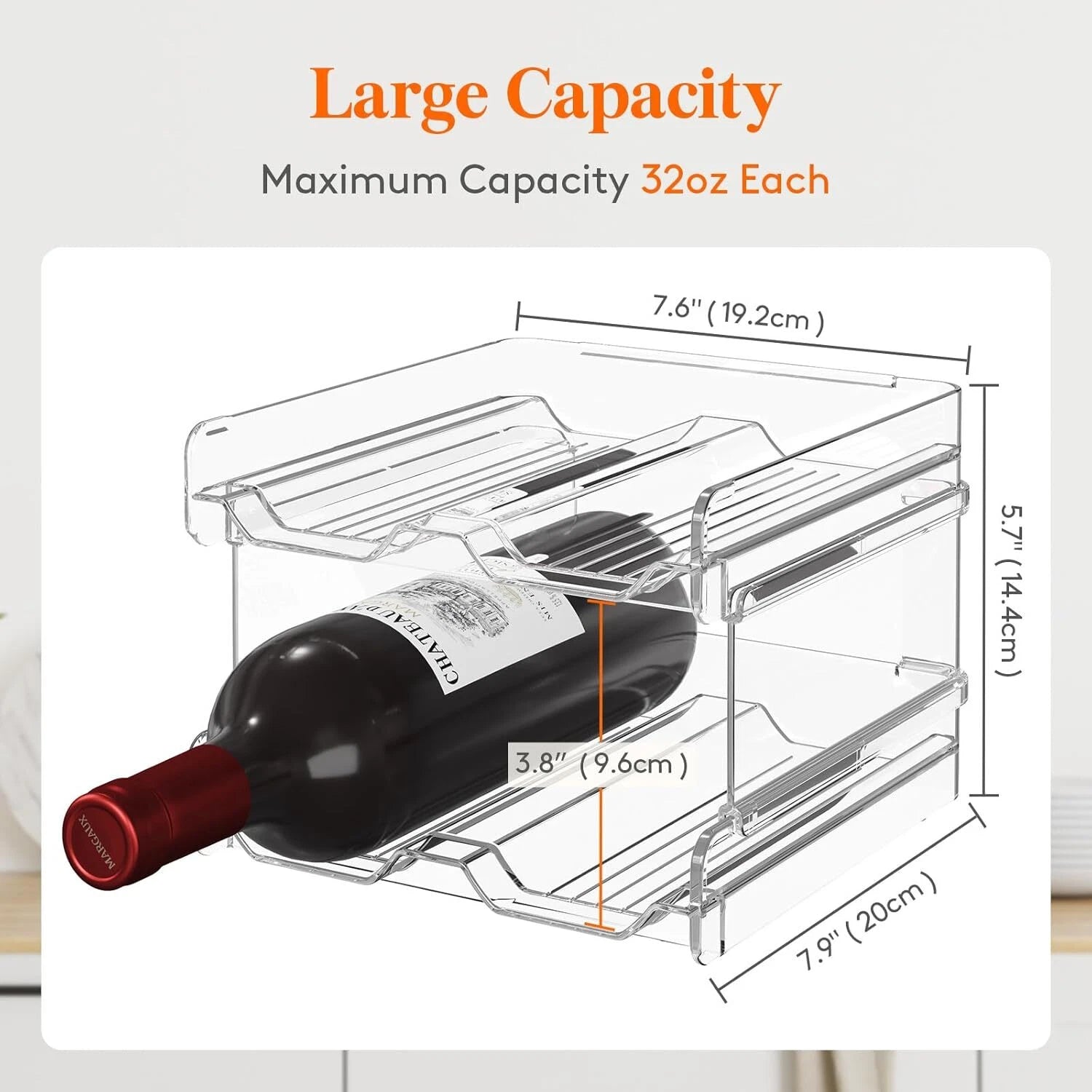 Plastic Stackable Wine Rack for Refrigerator, Cabinet, Countertop,Wine Bottle 07FC0E-D4 - KOEEK