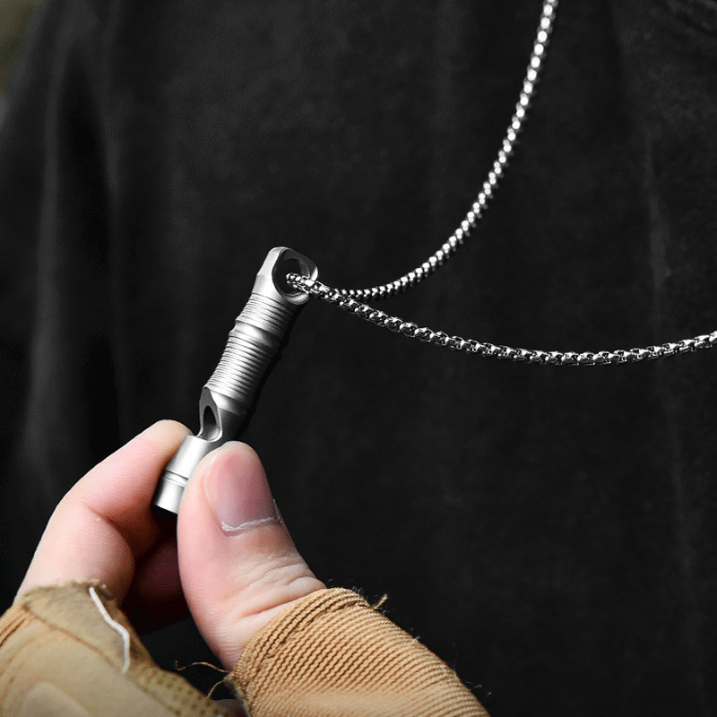 Mini Titanium Alloy Whistle Necklace Lanyard DIY EDC Survival Key chain EDC Tool 07FC0E-D4 - KOEEK