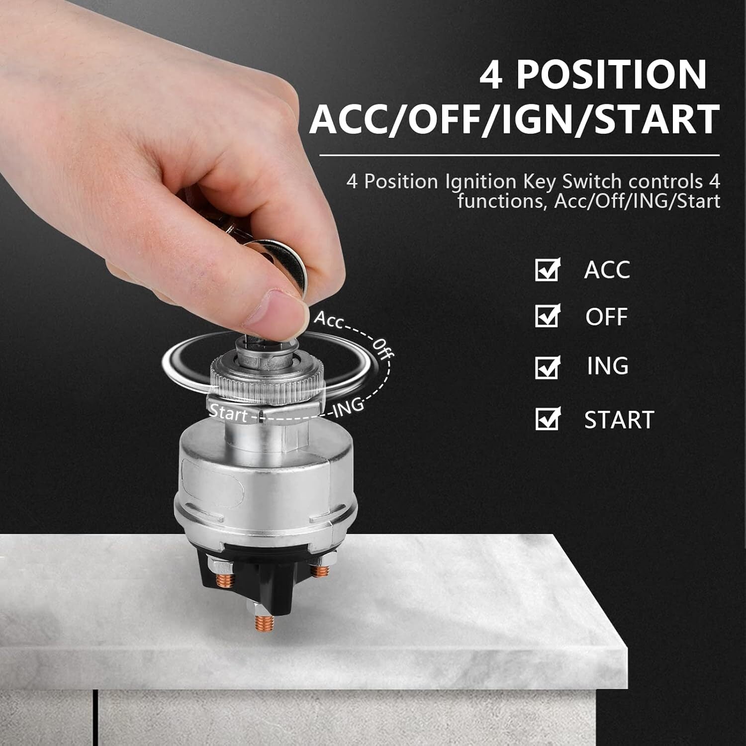 new Ignition Switch with Key, 4 Position Universal Key 12v for...