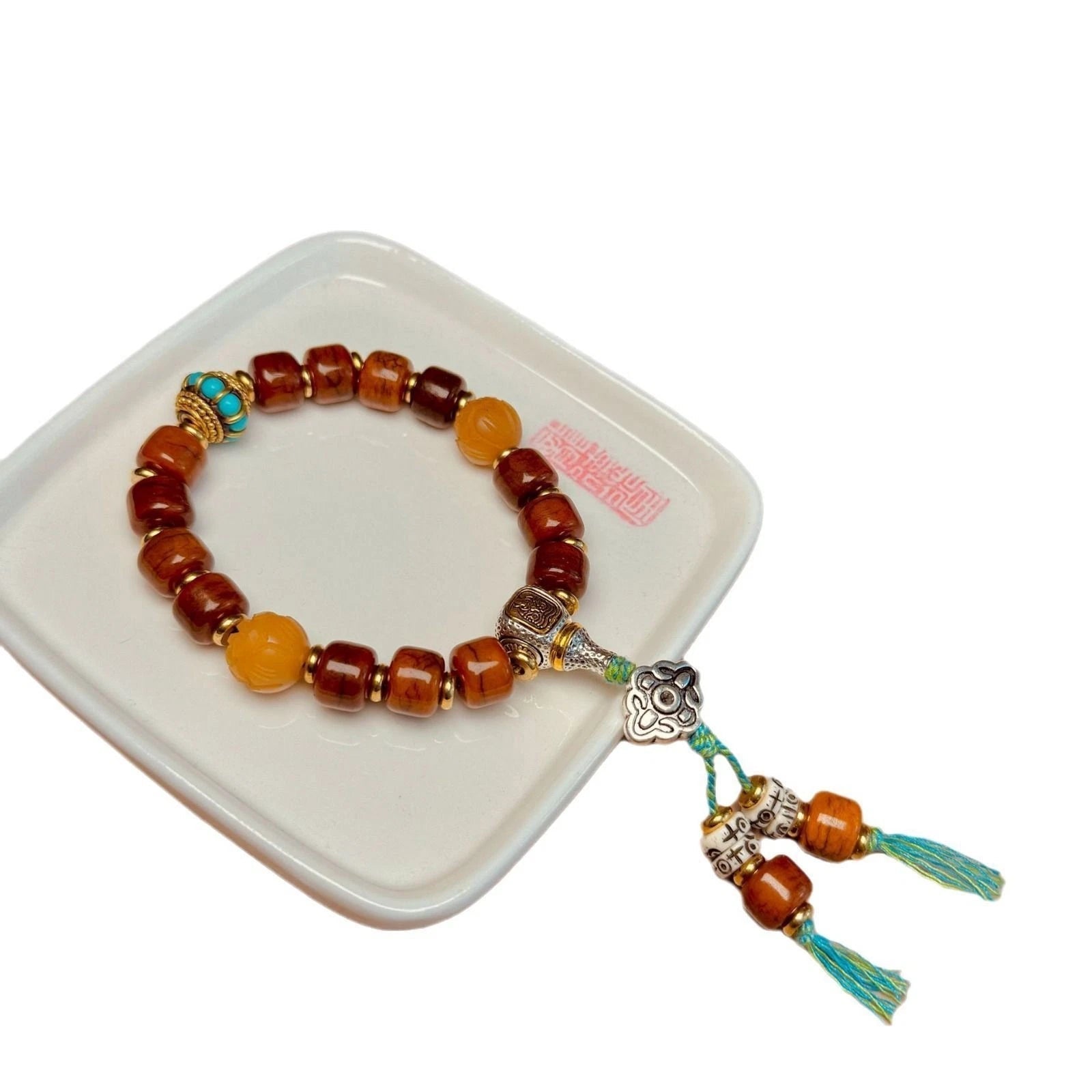Tibetan  Bracelet Men's Plate Playing  Tibetan Rosary 07FC0E-D4 - KOEEK