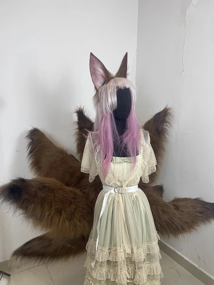 Azur Lane The Nine-Tailed Fox Fluffy Tail Ear Cosplay Prop Toy 07FC0E-D4 - KOEEK