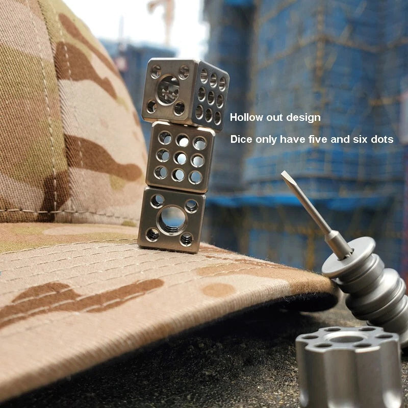 Titanium Hollow Out Dice Toy KTV Entertainment Supplies Hangable NecklaceEDC 07FC0E-D4 - KOEEK