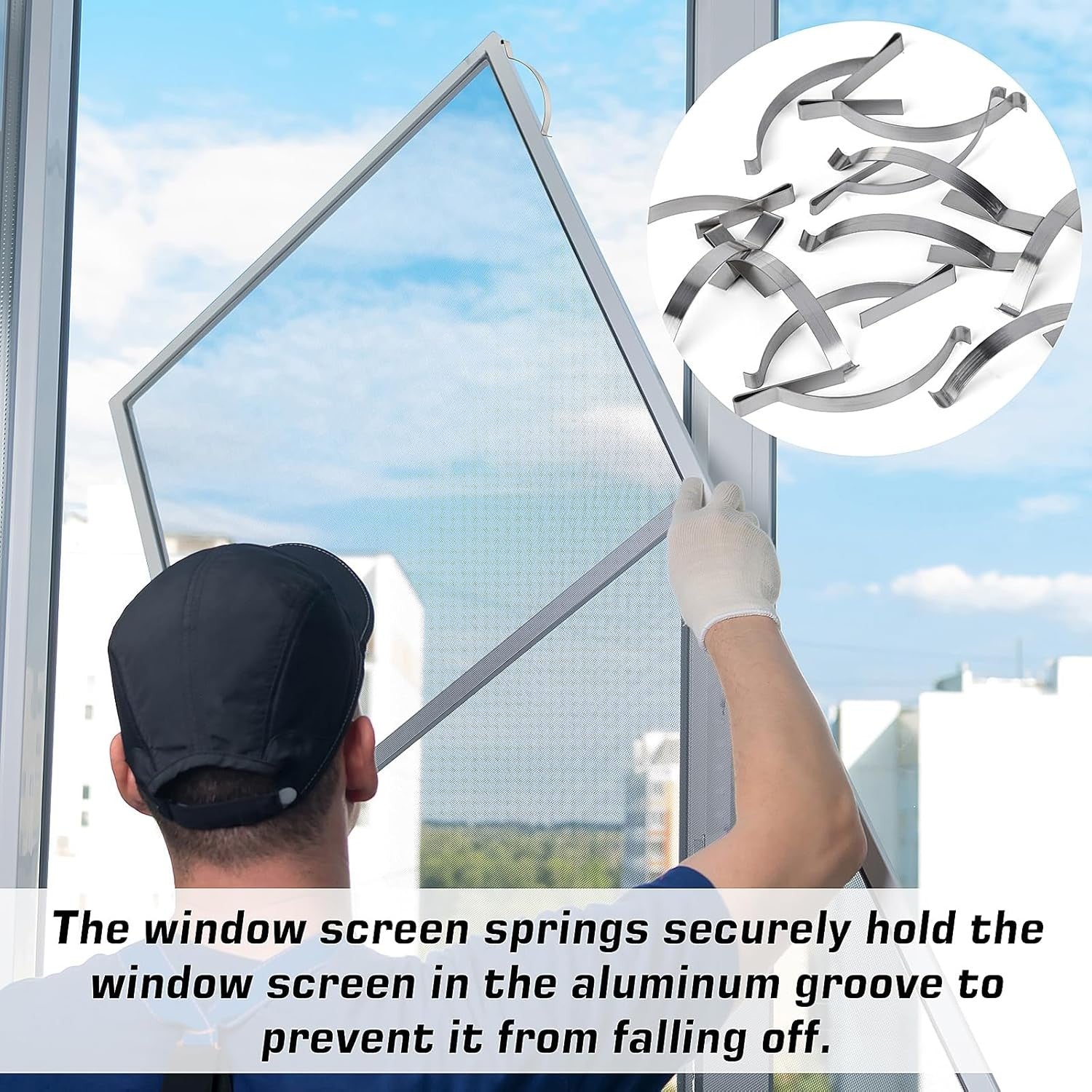 new 50 Pcs Window Screen Tension Spring, Durable Corner Mount Flat Silver 07FC0E-D4 - KOEEK