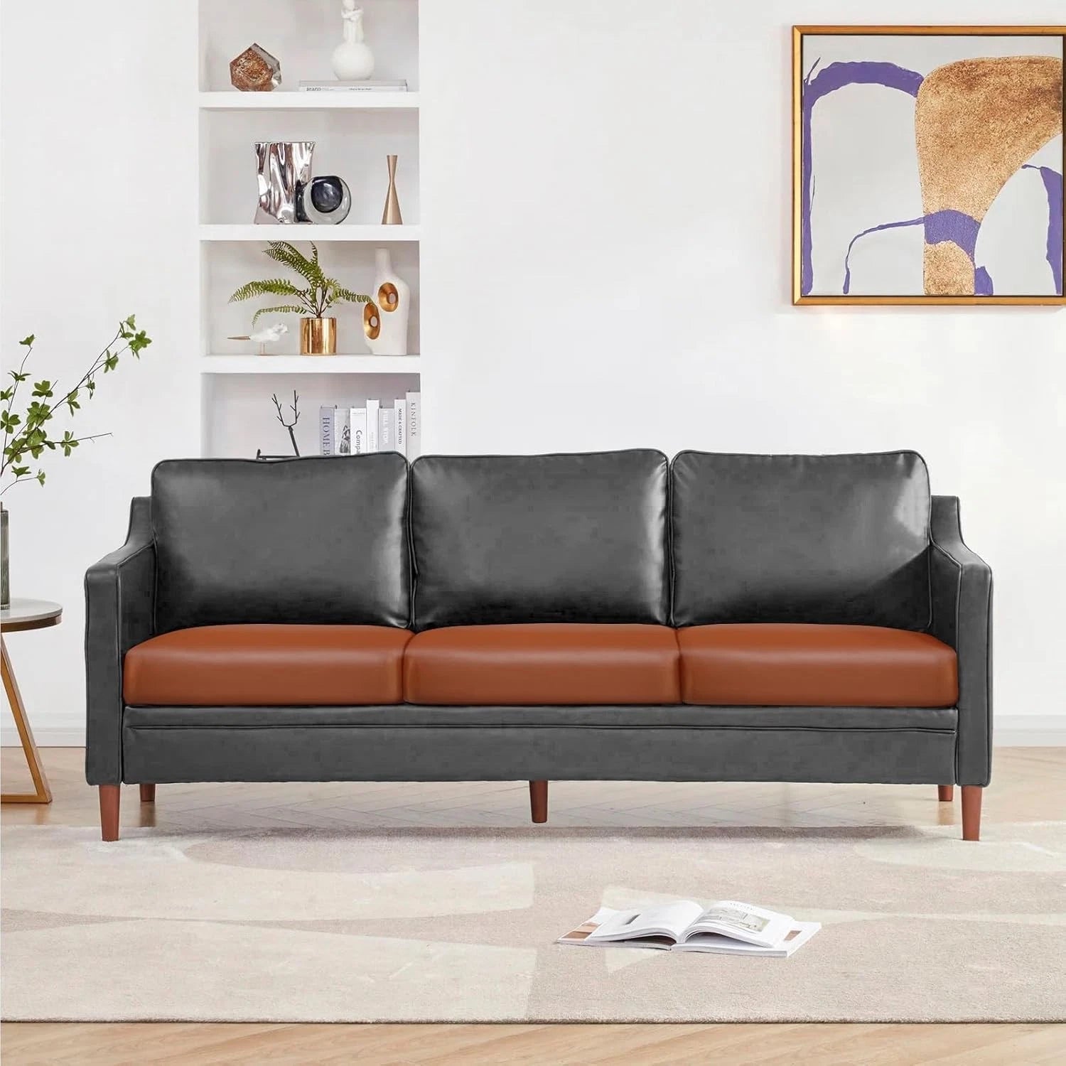 PU Leather Couch Cushion Cover, Waterproof Stretch Sofa Cushion Slipcovers 07FC0E-D4 - KOEEK