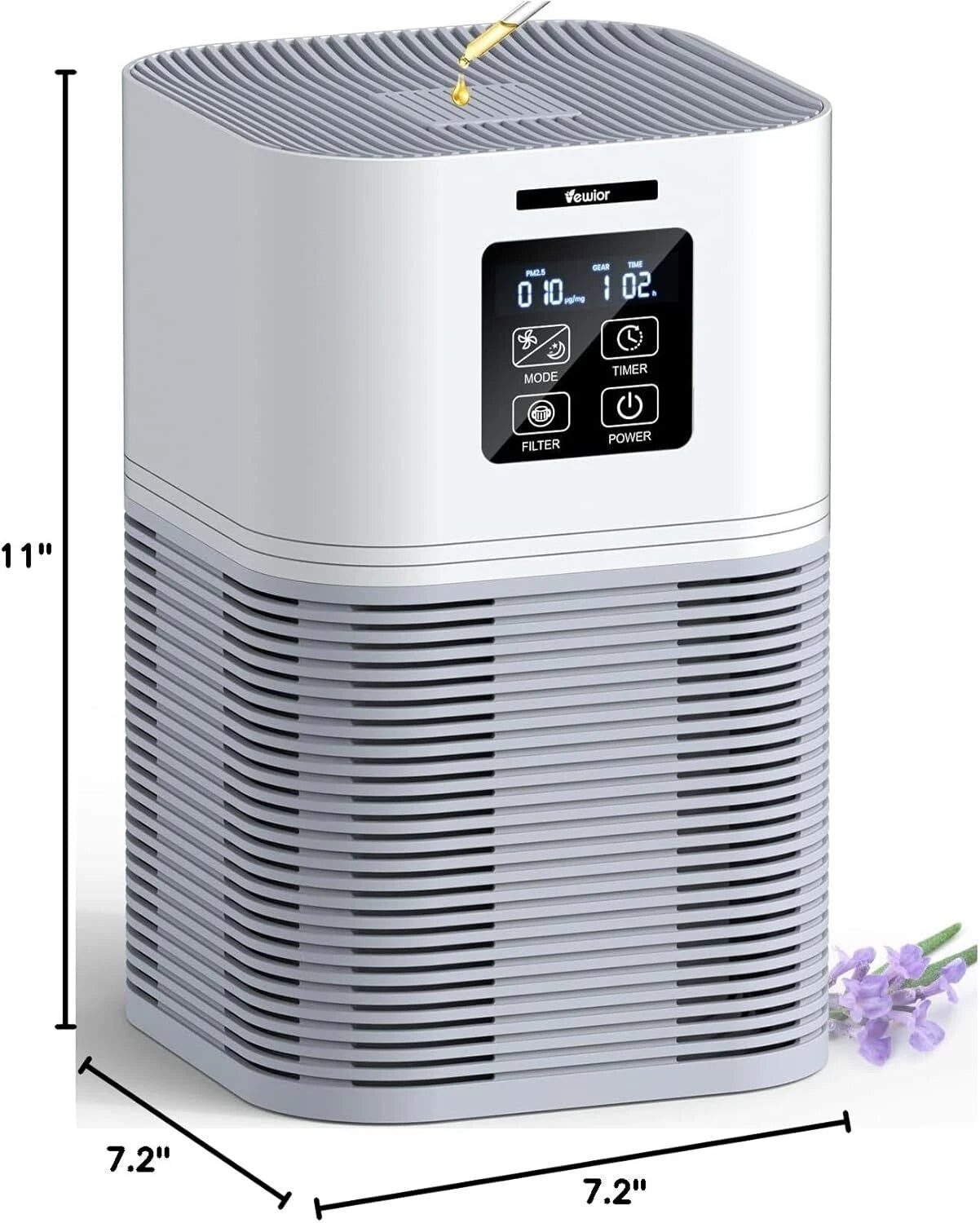 Home air purifier with 6 timers forsilent cleaning of pet dander and wildfires. 07FC0E-D4 - KOEEK