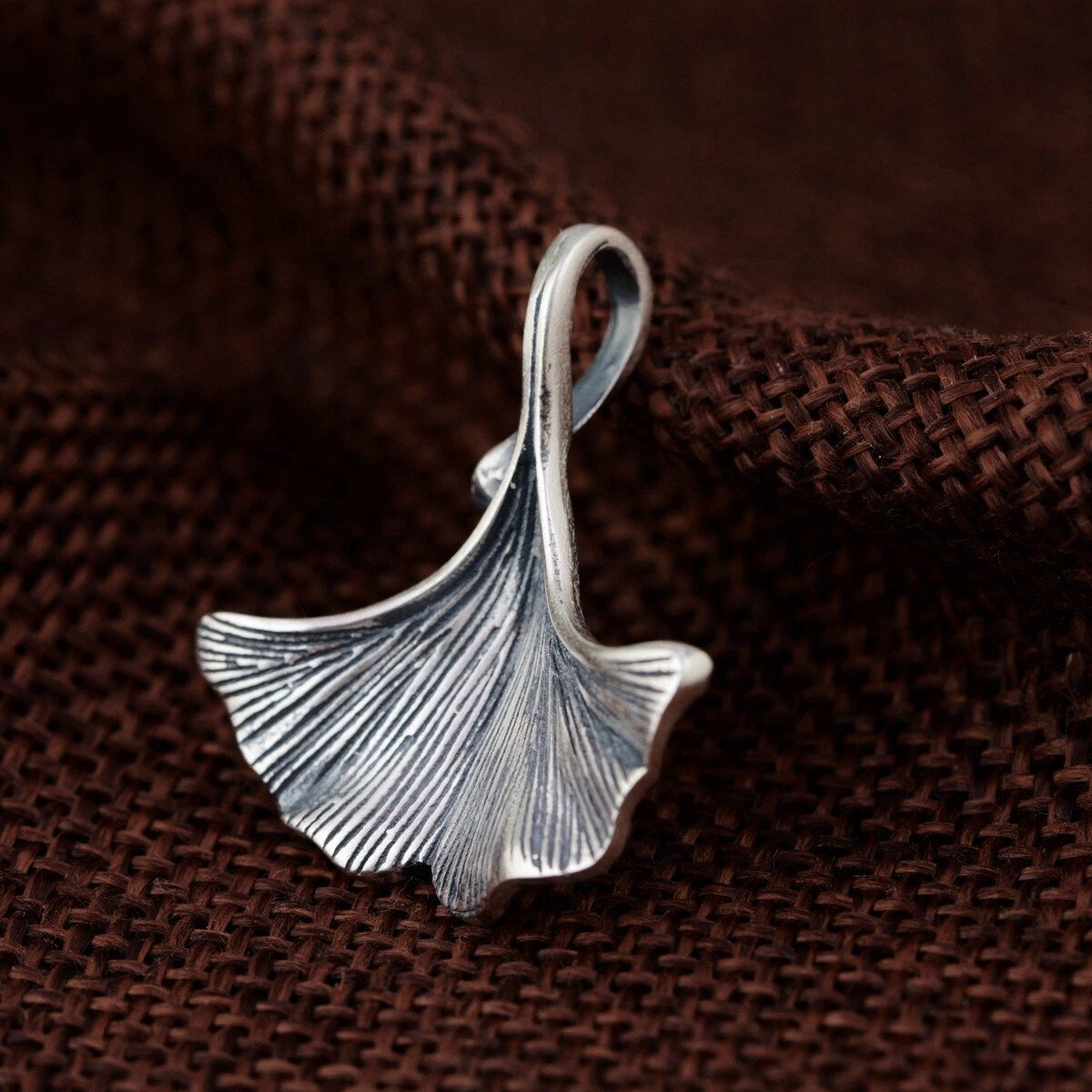 1 PC Small Retro Ginkgo Biloba Leaf Pendant 990 Sterling Silver Charm Pendant 07FC0E-D4 - KOEEK