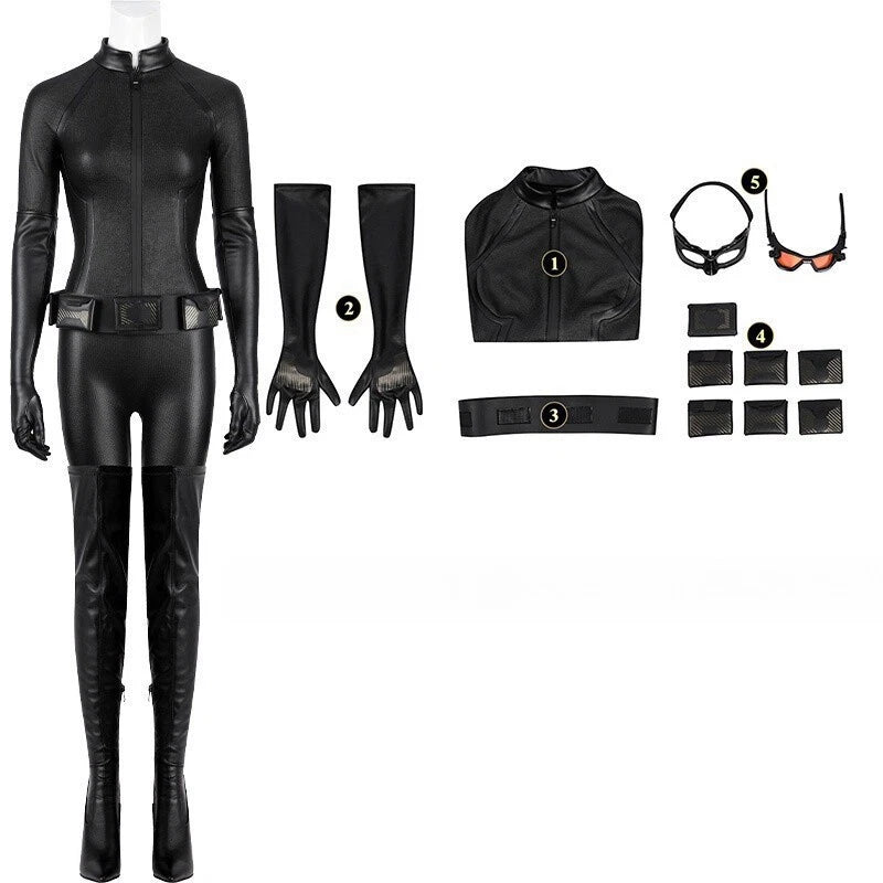 The Dark Knight Rises Catwoman Cosplay Costume Selina Kyle Women Jumpsuit Set 07FC0E-D4 - KOEEK