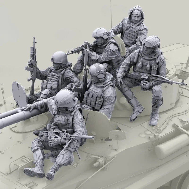 1/35 Resin Model Kit Modern Special Forces Riding 7 Figure Unassembled Unpainted 07FC0E-D4 - KOEEK
