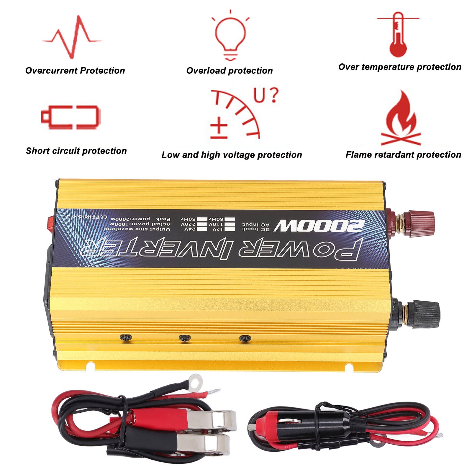 new 2000W Car Pure-Sine  Solar Converter   DC 12V to AC 220V/110V koeek - KOEEK