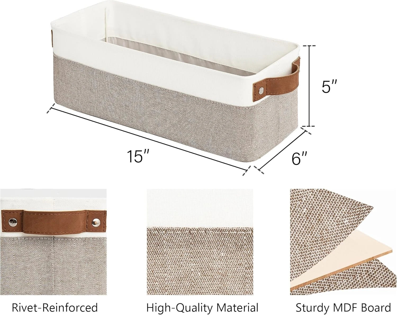 Narrow storage box, small storage basket, long storage basket with handle 07FC0E-D4 - KOEEK