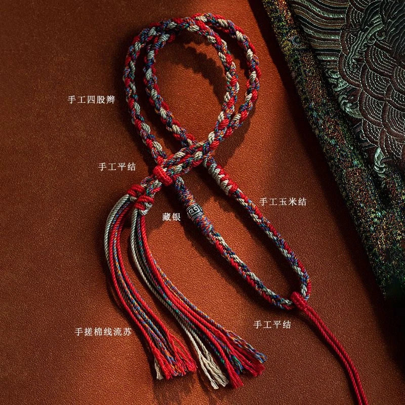 Tibetan Style Handmade Braided Cotton Cord Necklace For Pendant Thangka Amulet 07FC0E-D4 - KOEEK