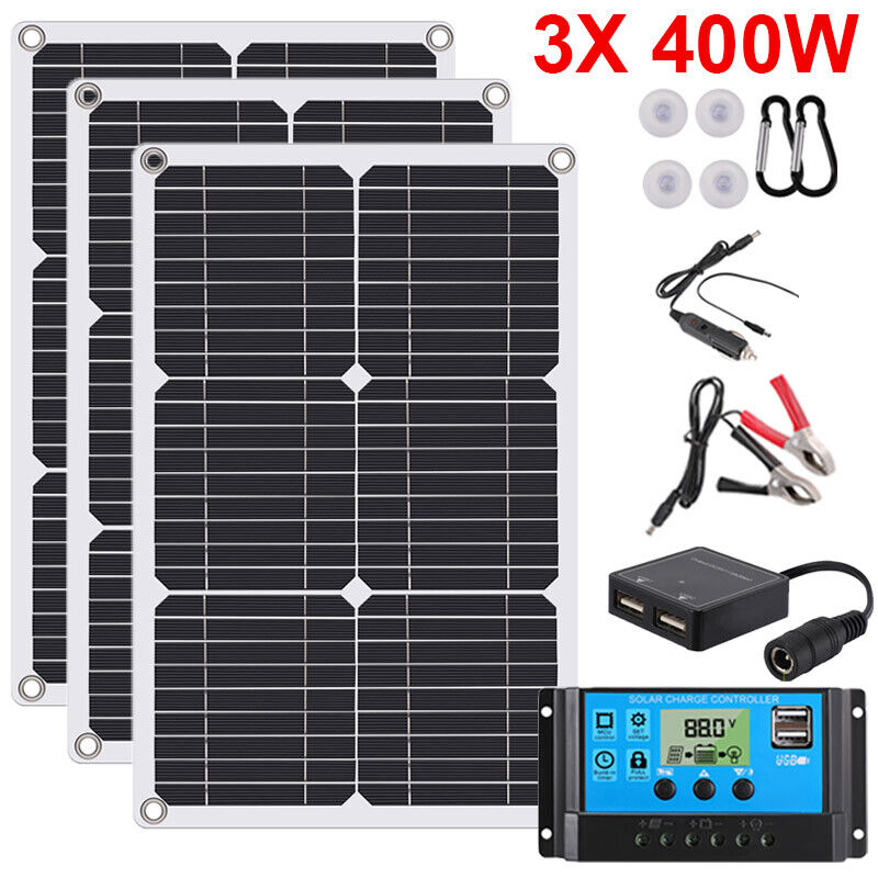 ny 4000W 400W Watt Fleksibelt Solpanel 12V Mono Home RV Rooftop Camping Off-Grid