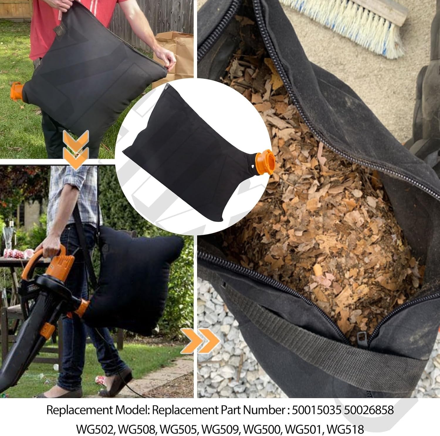 new 50026858 Trivac Leaf Collection Bag (WGBAG500) for Worx Vacuum Cleaner 12... 07FC0E-D4 - KOEEK