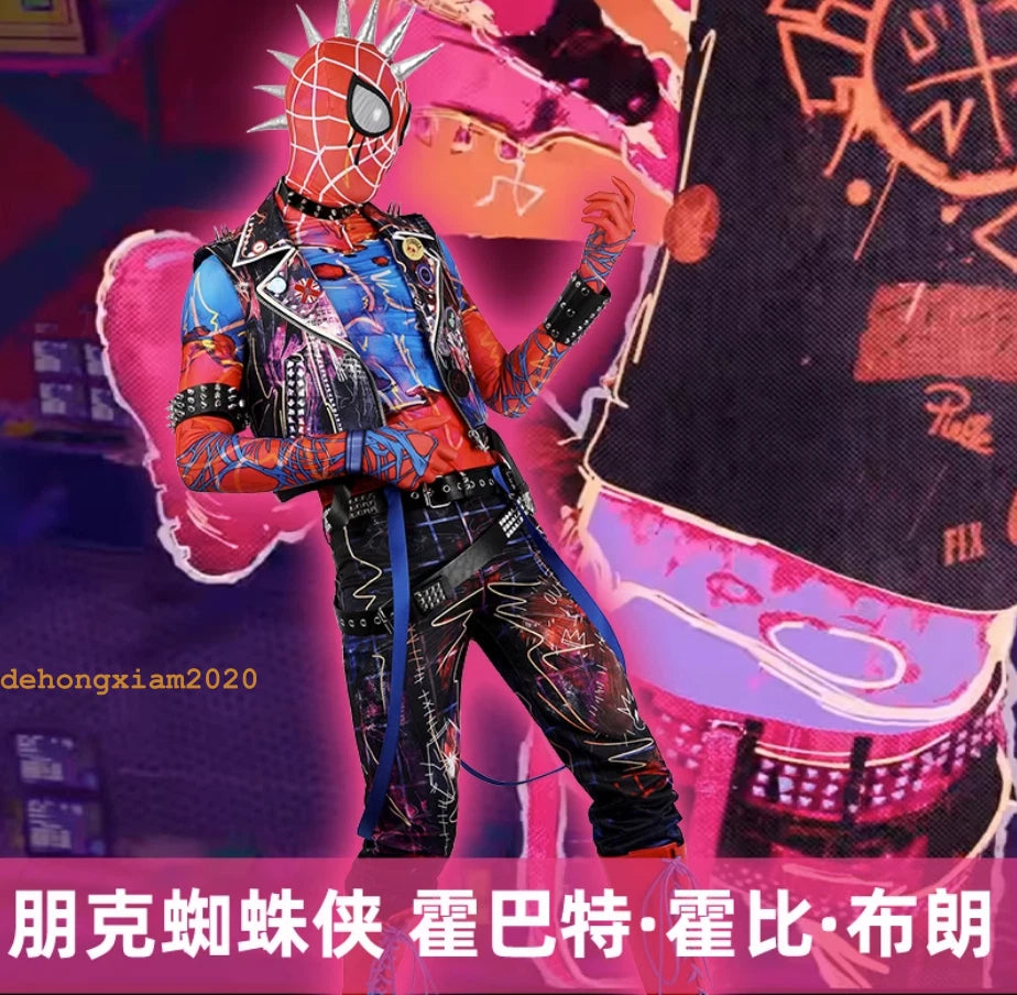 Spiderman Across The Spider-Verse Hobie Brown Cosplay Punk Costume Halloween Set 07FC0E-D4 - KOEEK