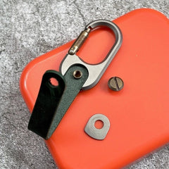 Titanium Brass  Leather Keychain Durable Car Key Holder Carabiner Clip 07FC0E-D4 - KOEEK