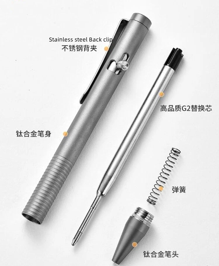 Titanium Pocket Ball Pen Ballpoint Pen Office Signature Students Pen Outdoor EDC 07FC0E-D4 - KOEEK