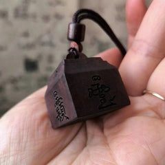 Natural Lightning Jujube Wood Taoist Seal Pendant Amulet Hand Carved 1pc 07FC0E-D4 - KOEEK