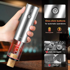 Electric Wine Corkscrew Set Rechargeable 2-in-1 Auto Wine Decanter 07FC0E-D4 - KOEEK
