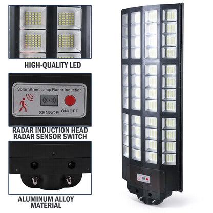 new Outdoor Commercial 1500W LED Solar Street Light IP67 Dusk-to-Dawn Road Lamp+Pole