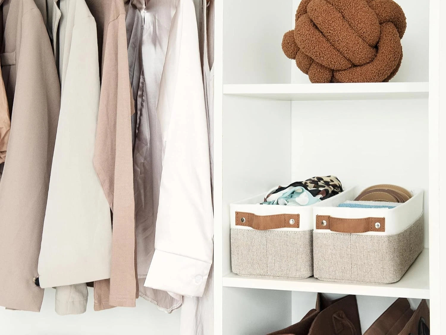 Narrow storage box, small storage basket, long storage basket with handle 07FC0E-D4 - KOEEK