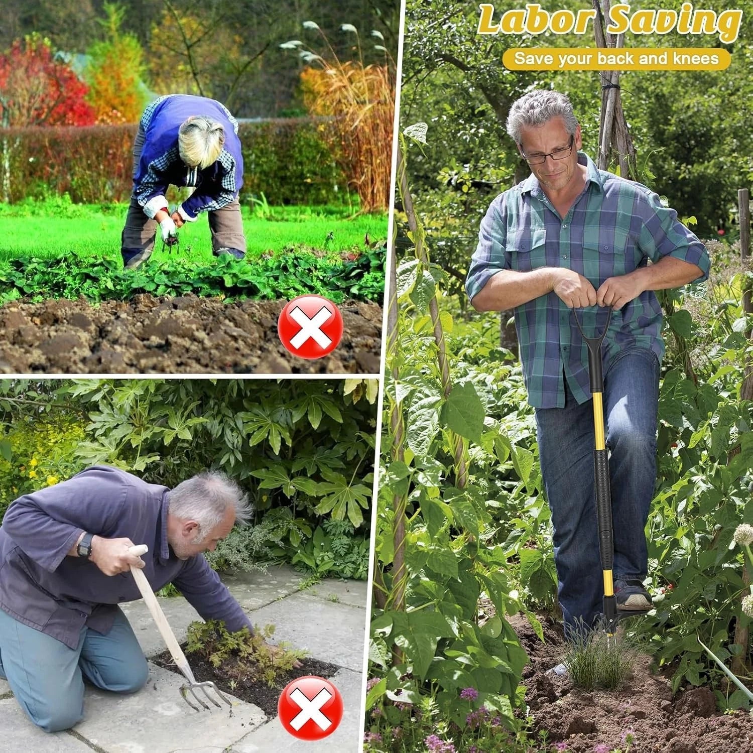 39" Detachable Weed Puller Tool Stand Up,Heavy Duty D-Handle Weeding Tool 07FC0E-D4 - KOEEK