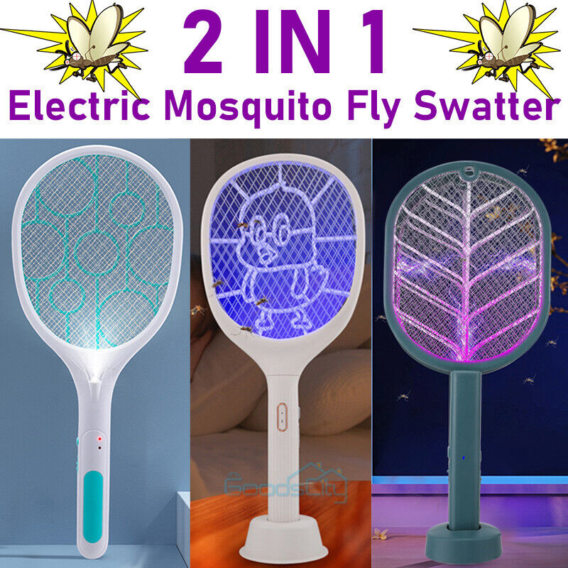 ny håndholdt USB genopladelig myggefluesmækker Bug Insect Zapper Killer ketcher