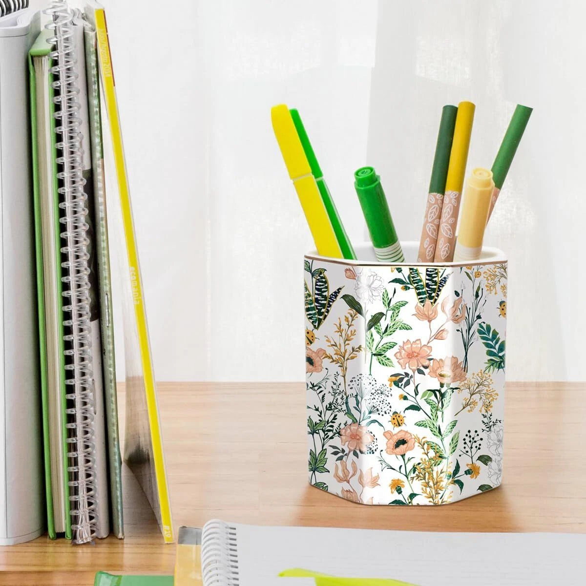 Cute Pen Holder for Desk, Ceramic Pencil Holder, Pen Cup Marker Holder Makeup 07FC0E-D4 - KOEEK