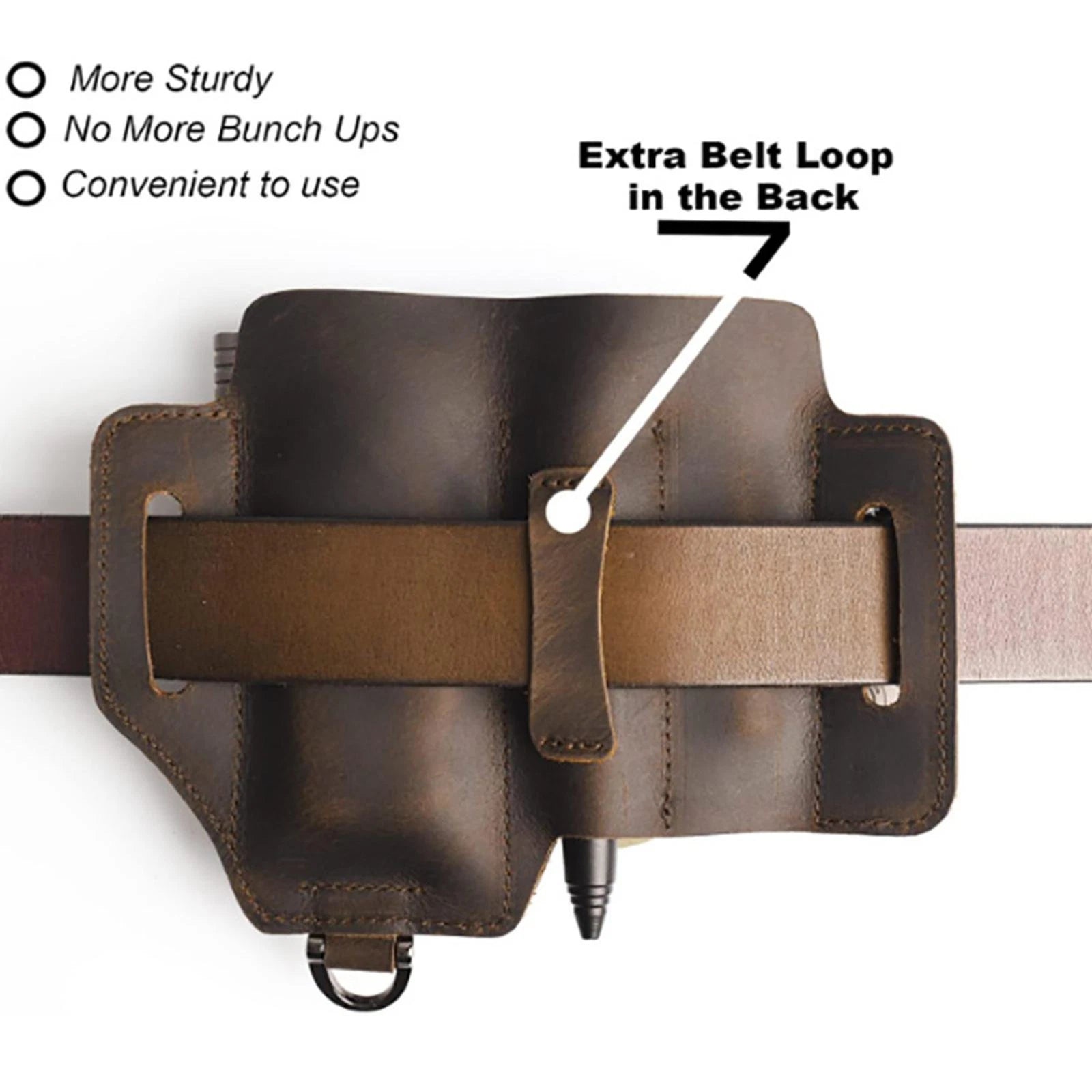 EDC Multi-tool Leather Sheath Outdoor Pocket Organizer Storage Belt Waist Bag 07FC0E-D4 - KOEEK