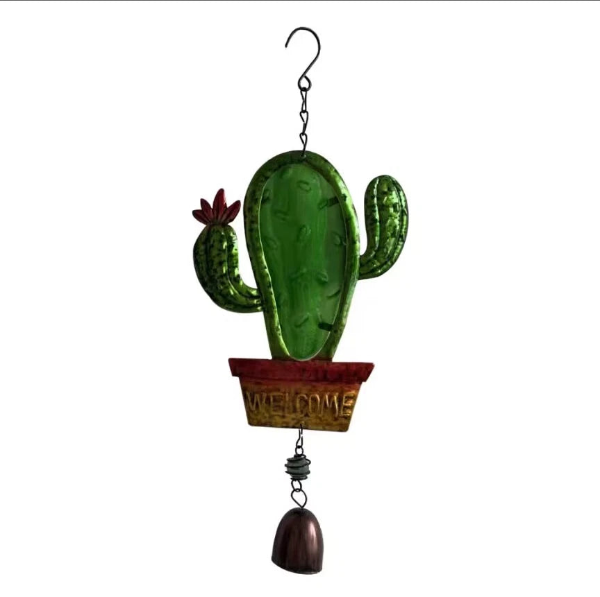 Hanging Wind Chime Color Painting Cactus Iron Bell Pendant Wind Chimes 07FC0E-D4 - KOEEK
