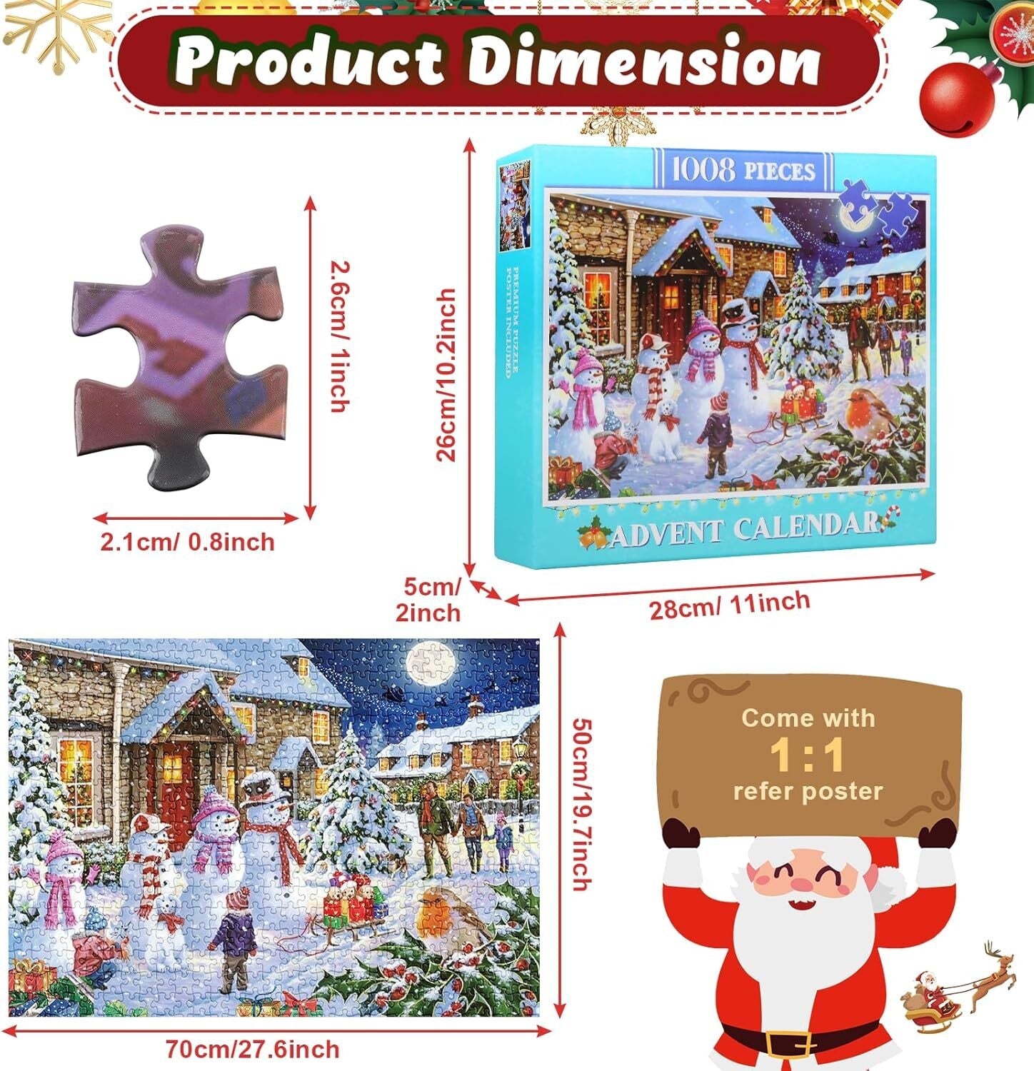new Advent Calendar 2024 Christmas Jigsaw Puzzles, Vivid Snowman 07FC0E-D4 - KOEEK