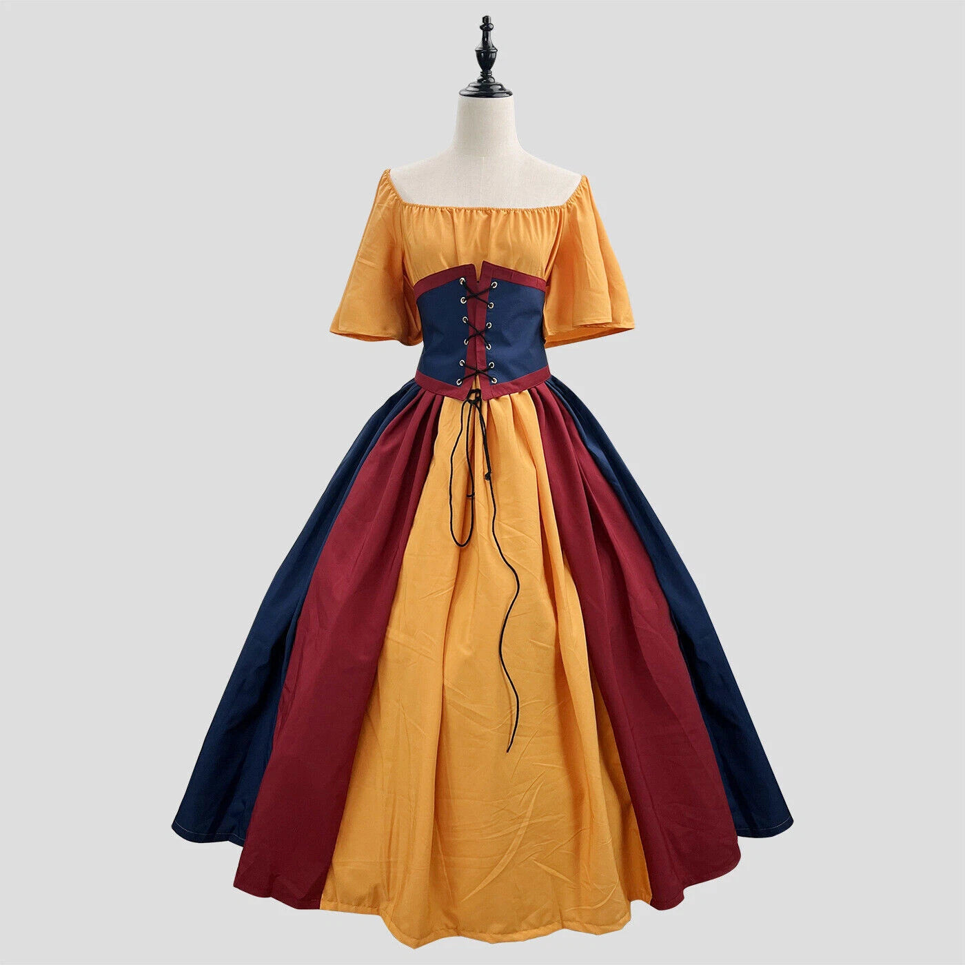 Medieval Retro Clothing Women Dresses Contrasting Colors Dresses Costume Party 07FC0E-D4 - KOEEK