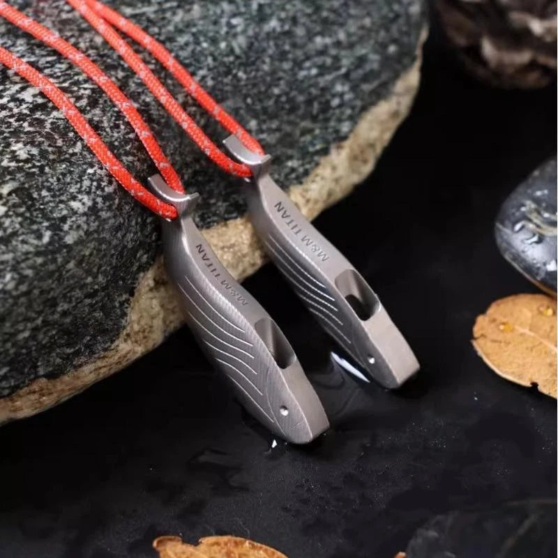 Titanium Safety Whistle Emergency Survival Whistle Necklace Outdoor Travel EDC 07FC0E-D4 - KOEEK