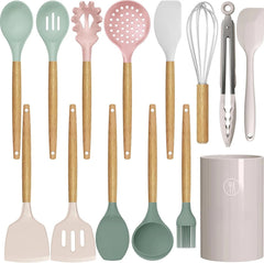 Silicone Cooking Utensils Set - 446°F Heat Resistant Silicone Kitchen Utensils 07FC0E-D4 - KOEEK
