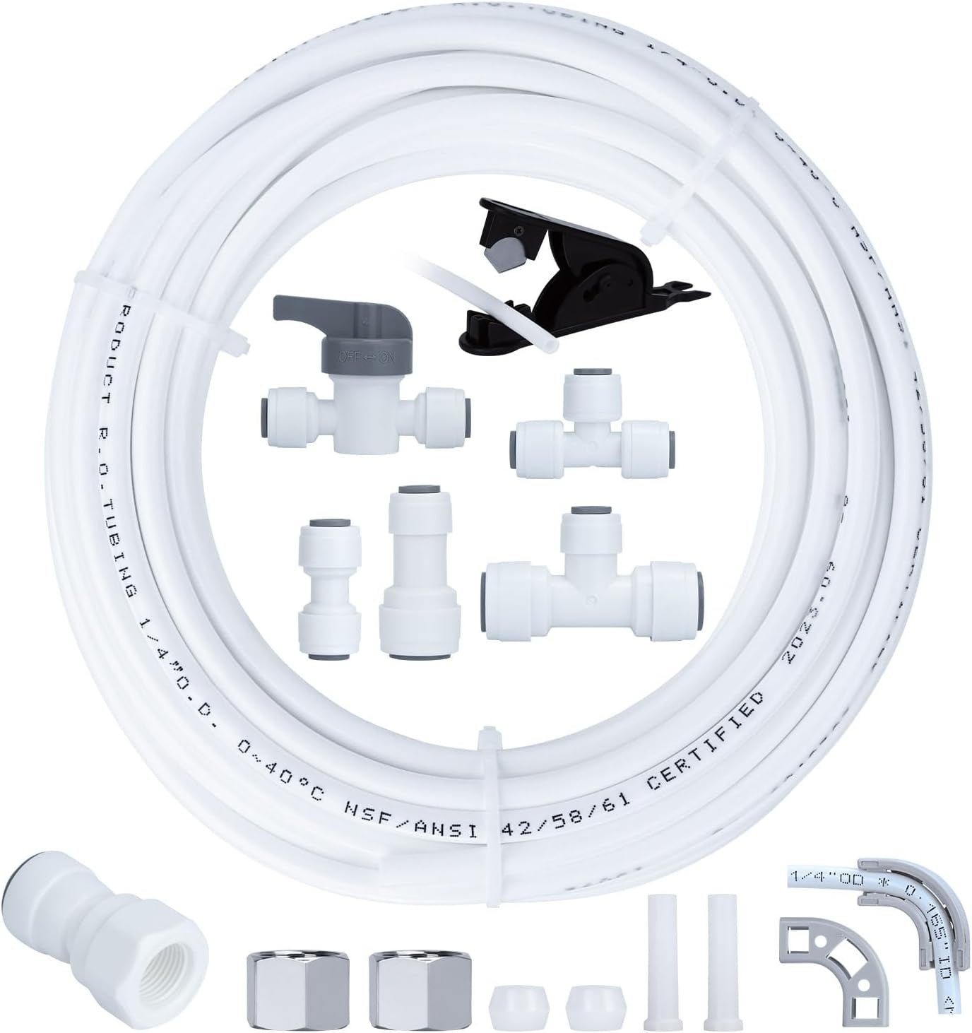 new Refrigerator Water Line Kit Connection and Compression Ice Maker White 07FC0E-D4 - KOEEK