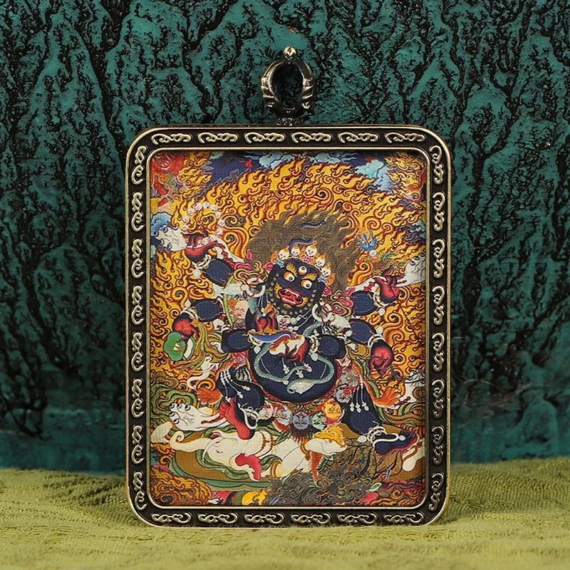 Brass Tibetan Amulet Jambhala Palden Lhamo Mahakala Thangka Pendant Buddhist 07FC0E-D4 - KOEEK