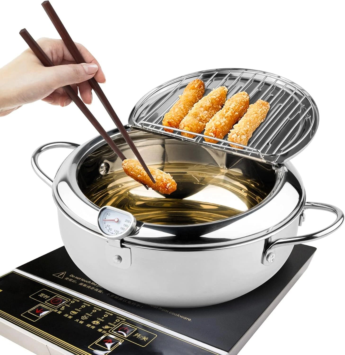 Deep Fryer, 11-inch/4.2 Liter Japanese Style Tempura Fryer, 304 Stainless Steel 07FC0E-D4 - KOEEK