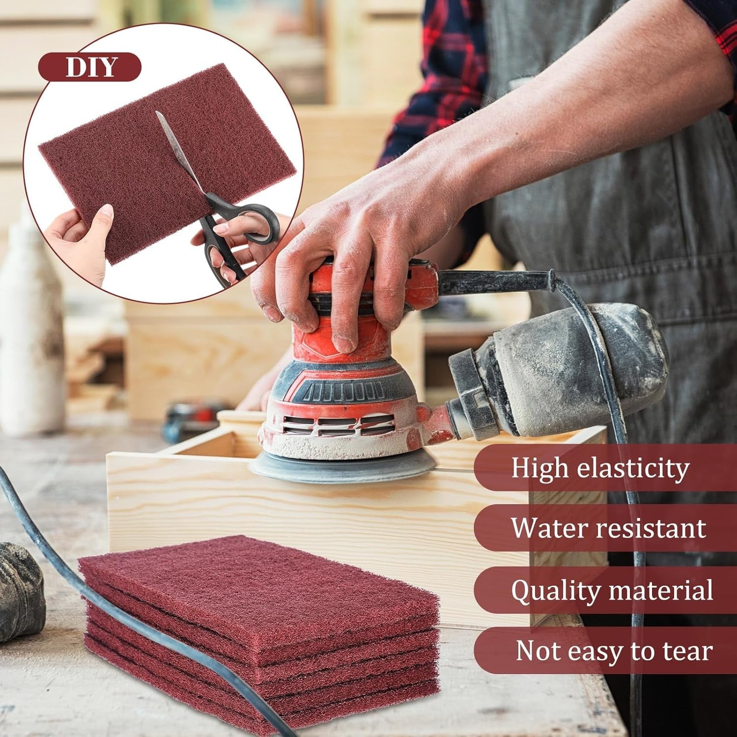 new 50 Pcs 7447 Fine General Purpose Scuff Pads 6 X 9 Inch Abrasive Hand Red 07FC0E-D4 - KOEEK