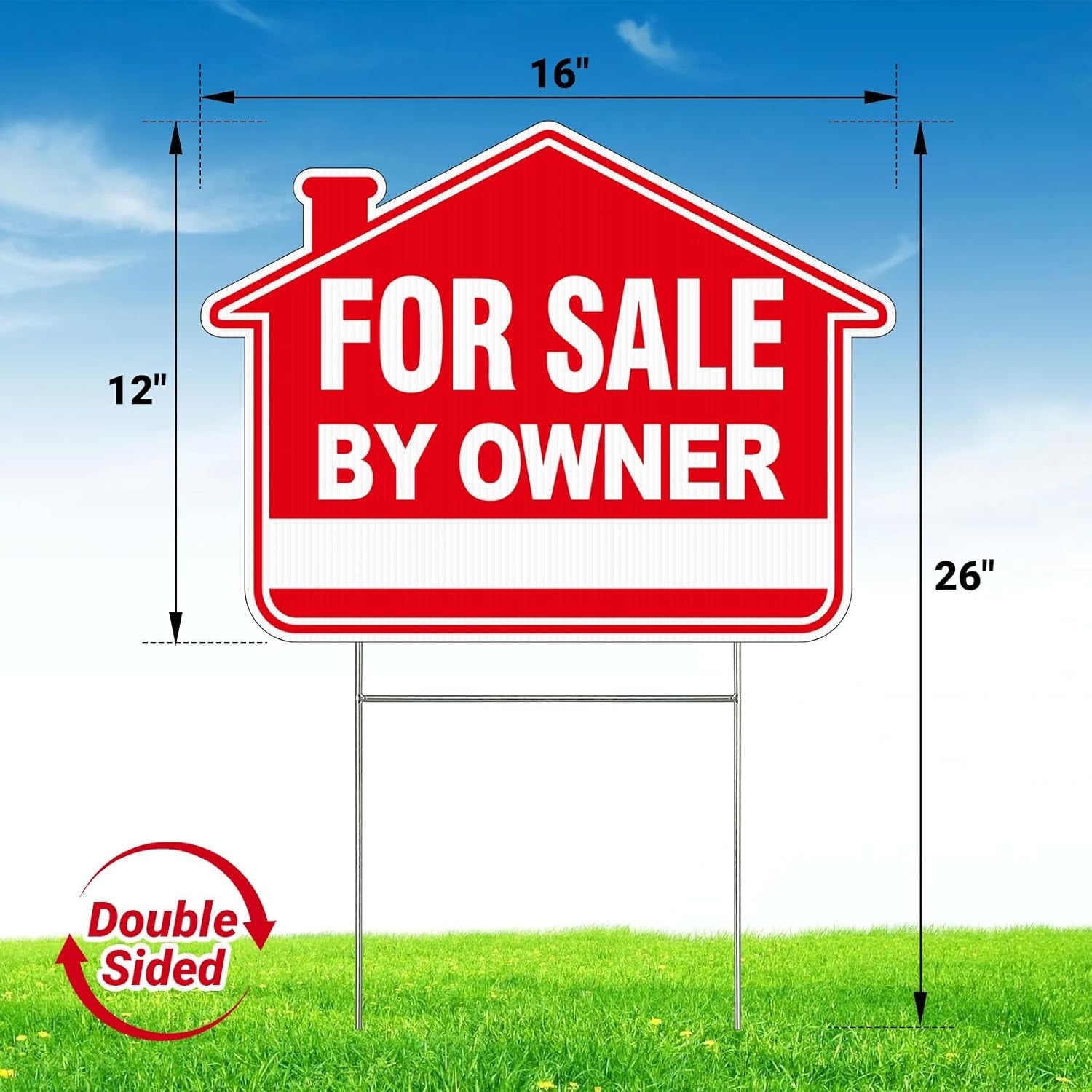 new For Sale by Owner Sign with Red-3Pack Stake 07FC0E-D4 - KOEEK