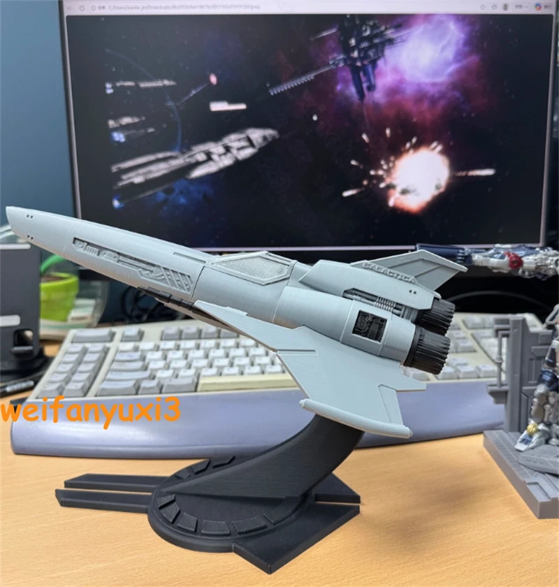 1:32 Battlestar Galactica Viper MK II fighter jet Model Kit W/base 3D Printing 07FC0E-D4 - KOEEK