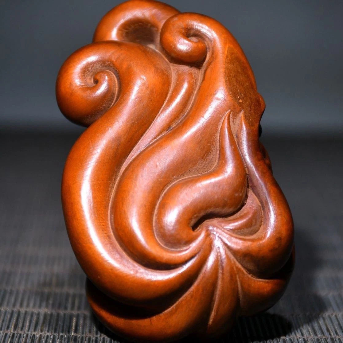 Boxwood Wood Carved Figurine 7cm Handheld Worry Piece Pocket Charm Car Pendant 07FC0E-D4 - KOEEK