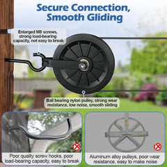 Outdoor clothesline set,150foot black PVCcoated galvanized clothesline pulleyset