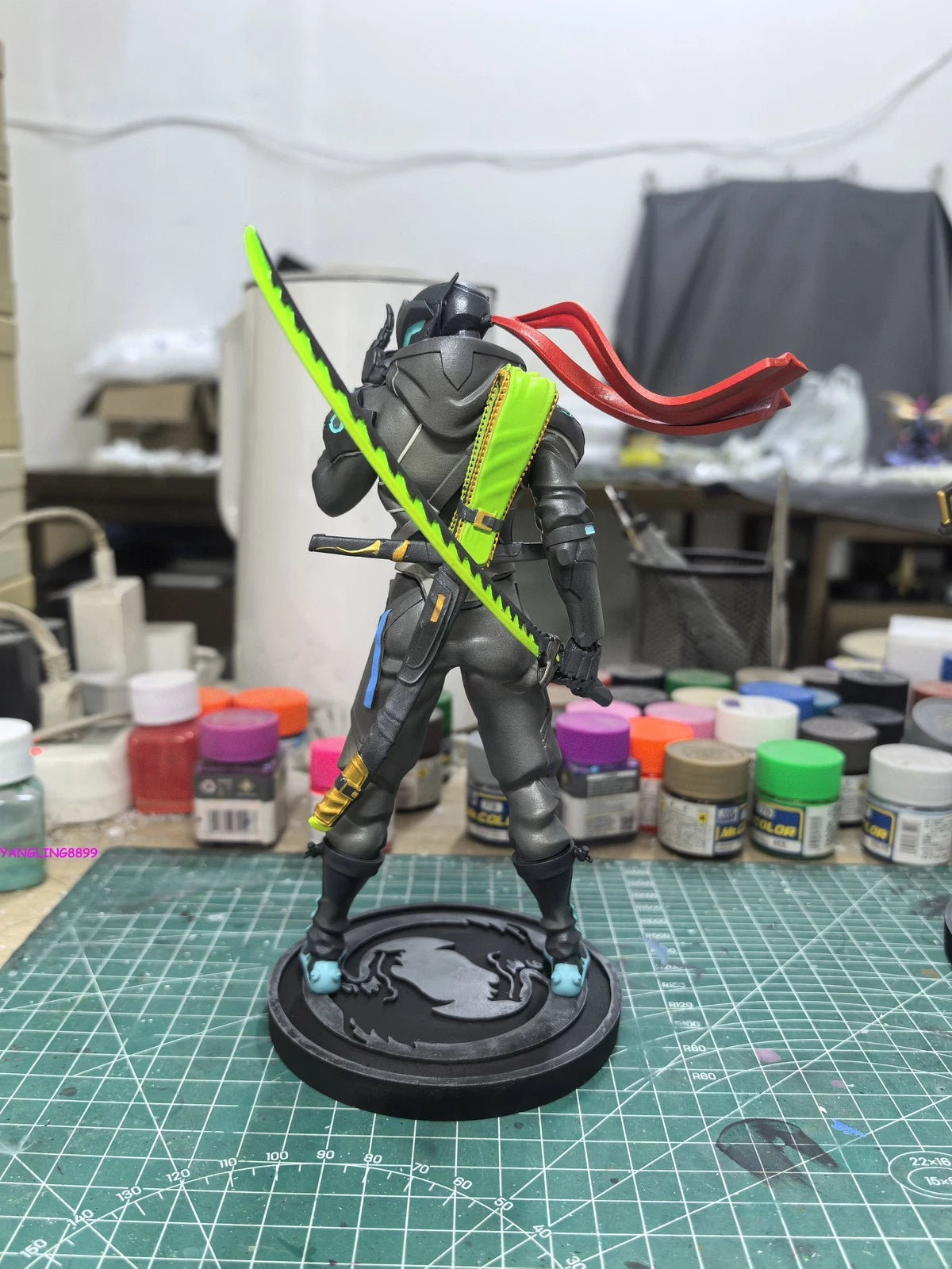 Overwatch Genji Handmade Resin Figure Model Collect w/ Base Fans Toy Gift 20cm 07FC0E-D4 - KOEEK