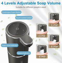Automatic Foam Hand Sanitizer Dispenser, USB Rechargeable, 12.8 oz/380 ml 07FC0E-D4 - KOEEK