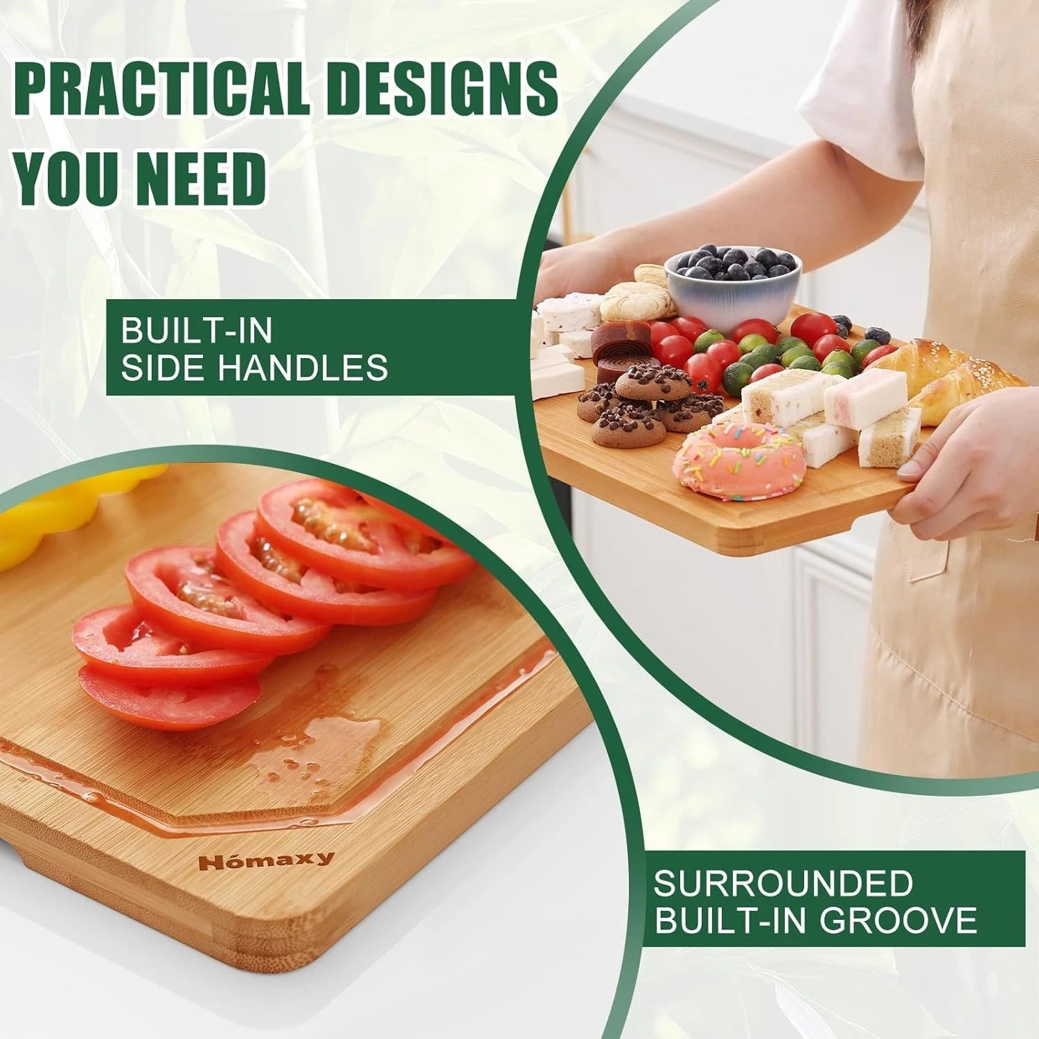 Extra Large Cutting Board with Juice Groove and Handle, Cold Meat Cutting Board 07FC0E-D4 - KOEEK