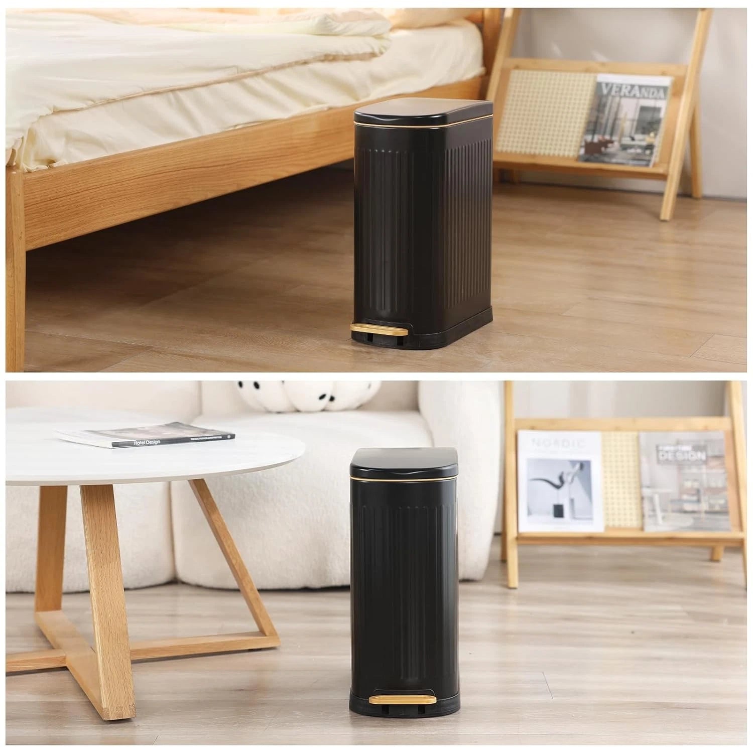 Ultra-thin bathroom trash can with lid, stainless steel trash can 07FC0E-D4 - KOEEK